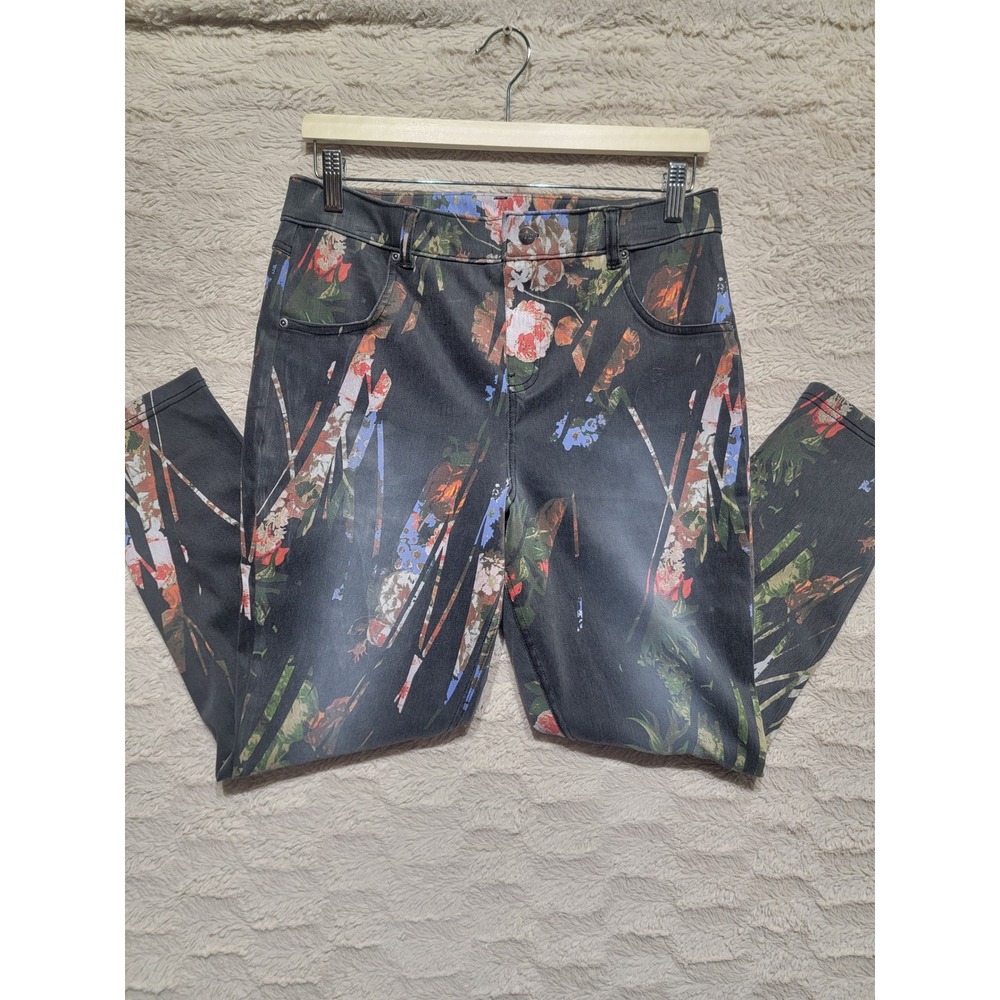 HUE Old Masters Denim High Rise Skimmer Floral Print Leggings Multi U22098H L
